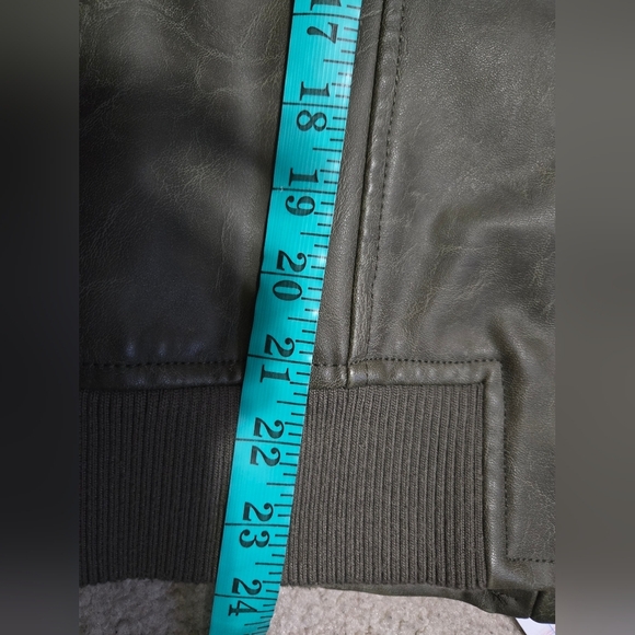 SAM EDELMAN Faux Leather Jacket with Cream Sherpa Collar. Size Large - Picture 15 of 15